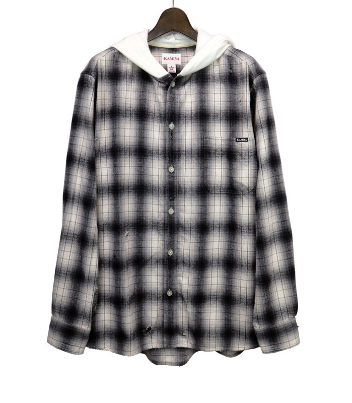 25AWKAMIYA ߥ Hooded Check Shirt 졼 G15SH055