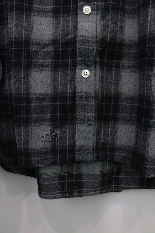 25AWKAMIYA ߥ Hooded Check Shirt ֥å G15SH055