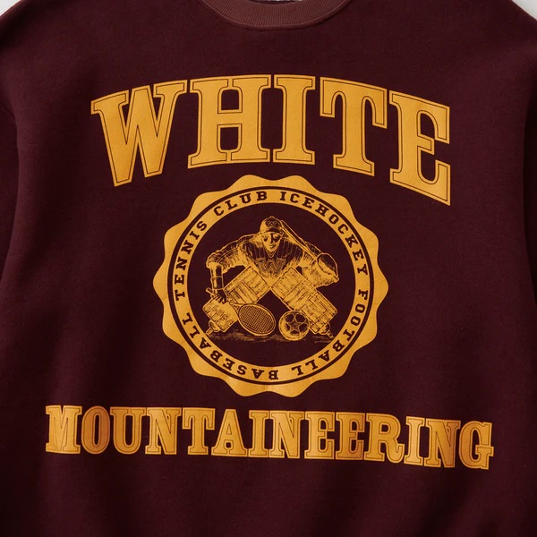 White Mountaineering COLLEGE LOGO SWEAT SHIRT BURGUNDY WM2473510 