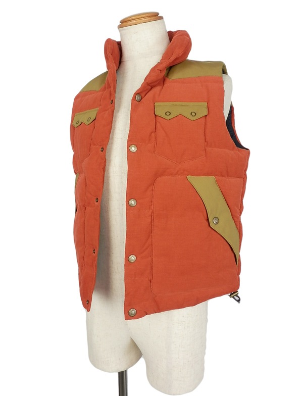 70%OFF】MR.OLIVE ミスターオリーブ ダウンベスト オレンジxベージュ M