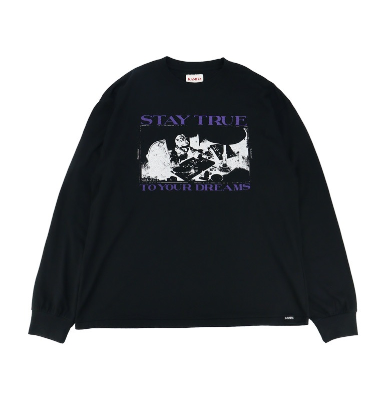 ��26AW��KAMIYA ���ߥ� "STAY TRUE TO YOUR DREAM" L/S T-shirt �֥�å� G17LT109