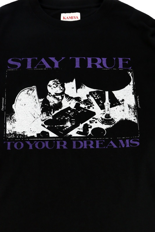 ��26AW��KAMIYA ���ߥ� "STAY TRUE TO YOUR DREAM" L/S T-shirt �֥�å� G17LT109