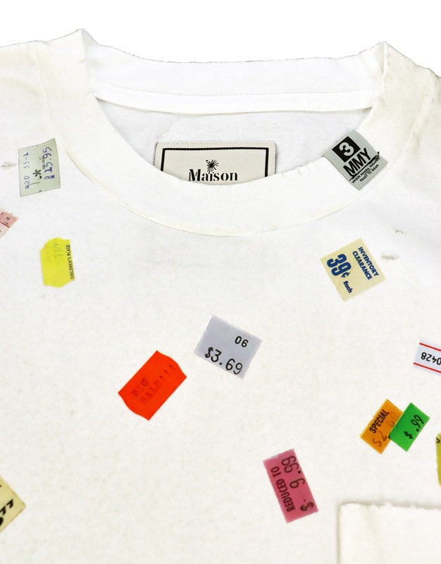 ��26AW��Maison MIHARA YASUHIRO �᥾�� �ߥϥ�䥹�ҥ� Price Tag Sticker Printed T-shirt �ۥ磻�� A17TS591
