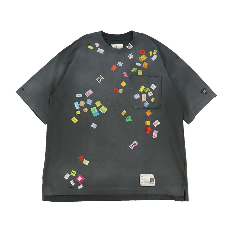��26AW��Maison MIHARA YASUHIRO �᥾�� �ߥϥ�䥹�ҥ� Price Tag Sticker Printed T-shirt �֥�å� A17TS591