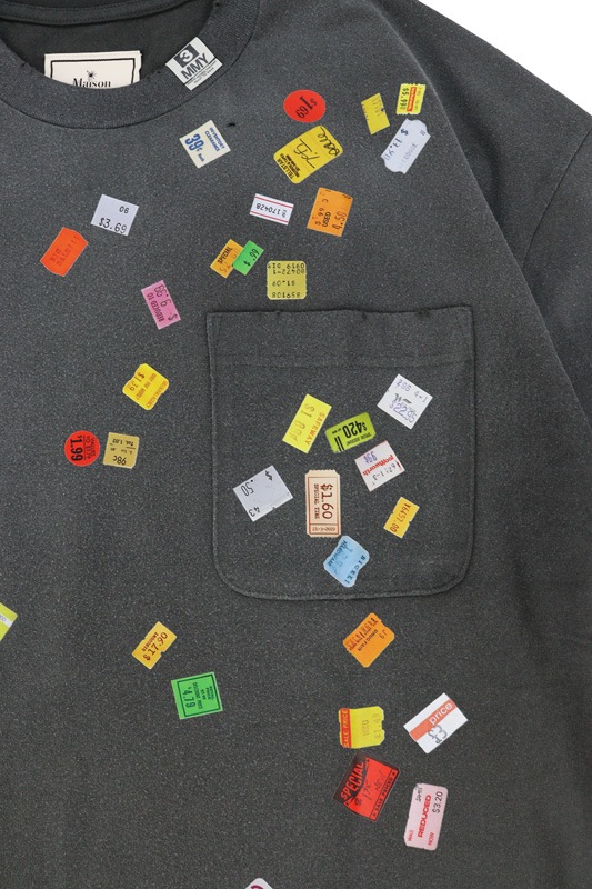 ��26AW��Maison MIHARA YASUHIRO �᥾�� �ߥϥ�䥹�ҥ� Price Tag Sticker Printed T-shirt �֥�å� A17TS591