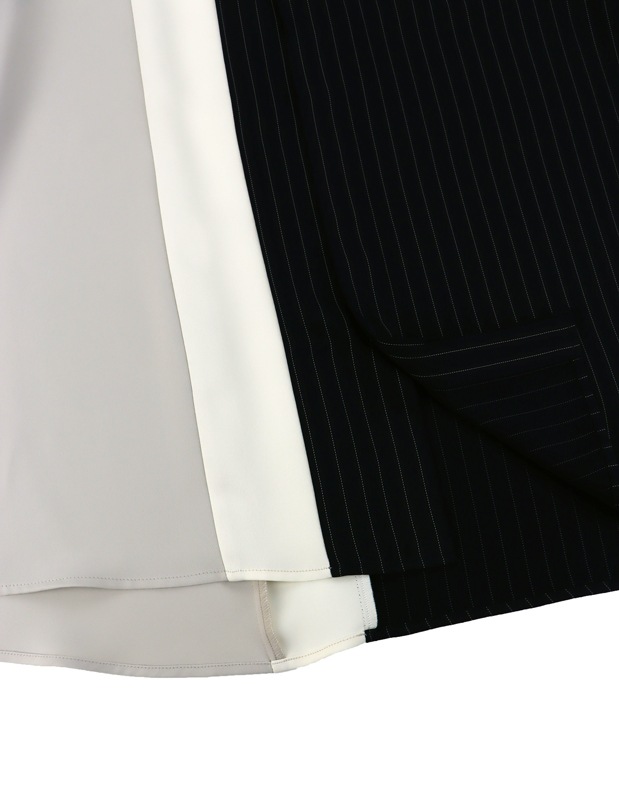 CULLNI ����� Double Satin Bi Color Short Sleeve Shirt NAVY STxGRAY 25-SS-032