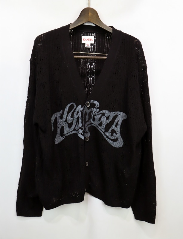 ��26SS��KAMIYA ���ߥ� "WAVY KAMIYA" Printed Silk Lace Knit Cardigan �֥�å� G16CD059