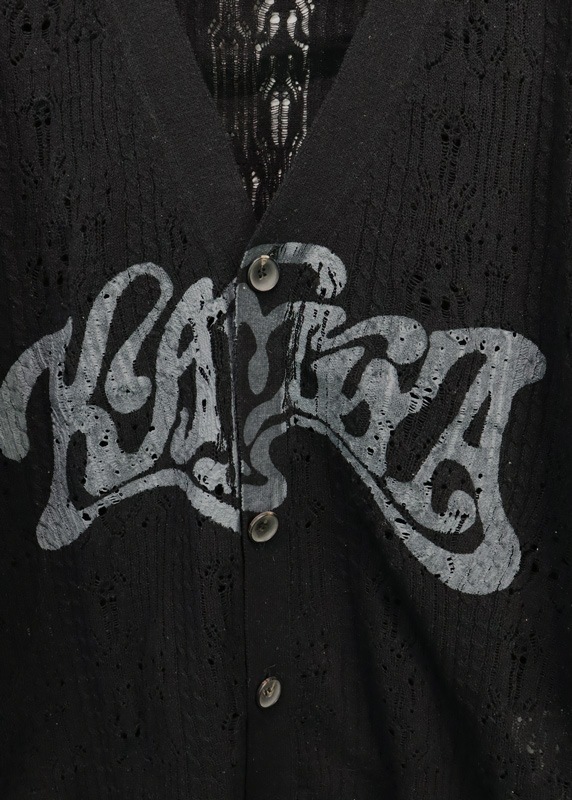 ��26SS��KAMIYA ���ߥ� "WAVY KAMIYA" Printed Silk Lace Knit Cardigan �֥�å� G16CD059