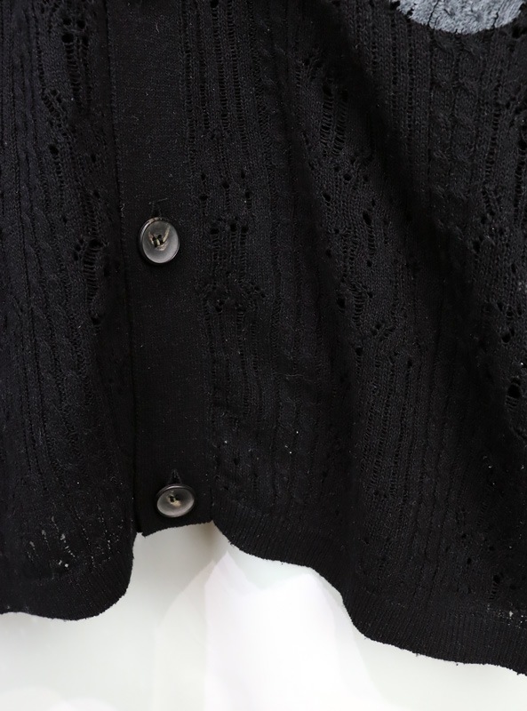 ��26SS��KAMIYA ���ߥ� "WAVY KAMIYA" Printed Silk Lace Knit Cardigan �֥�å� G16CD059