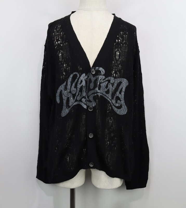 ��26SS��KAMIYA ���ߥ� "WAVY KAMIYA" Printed Silk Lace Knit Cardigan �֥�å� G16CD059