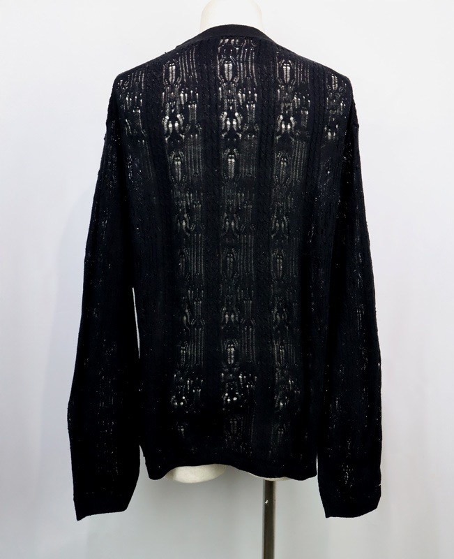 ��26SS��KAMIYA ���ߥ� "WAVY KAMIYA" Printed Silk Lace Knit Cardigan �֥�å� G16CD059