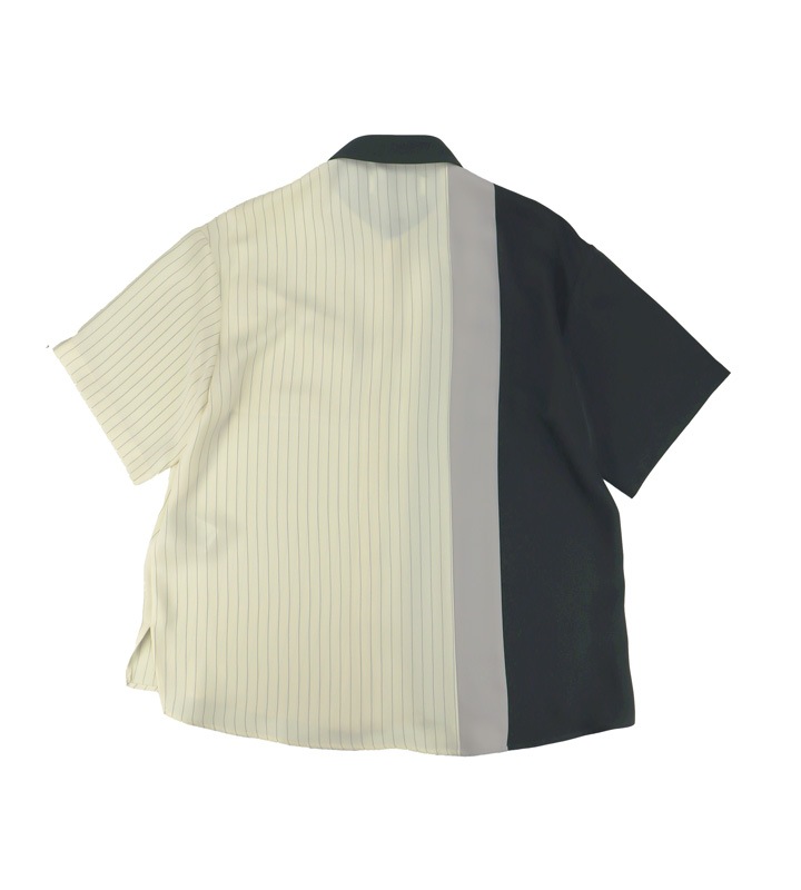 CULLNI ����� Double Satin Bi Color Short Sleeve Shirt WHITE STxCHARCOAL 25-SS-032