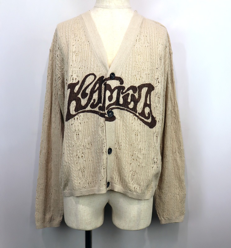 ��26SS��KAMIYA ���ߥ� "WAVY KAMIYA" Printed Silk Lace Knit Cardigan �١����� G16CD059