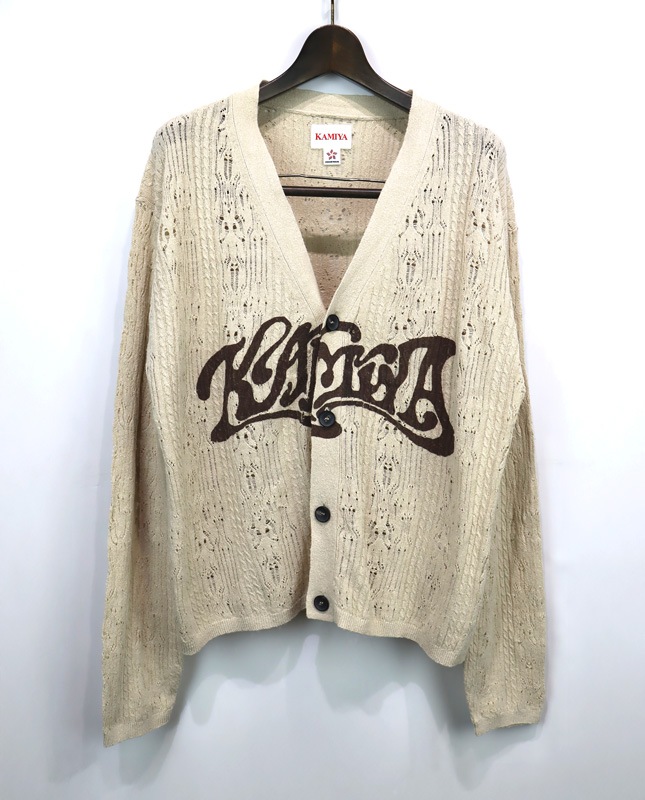 ��26SS��KAMIYA ���ߥ� "WAVY KAMIYA" Printed Silk Lace Knit Cardigan �١����� G16CD059