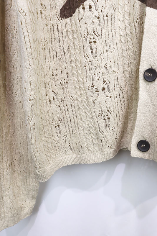 ��26SS��KAMIYA ���ߥ� "WAVY KAMIYA" Printed Silk Lace Knit Cardigan �١����� G16CD059