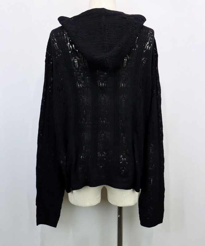 ��26SS��KAMIYA ���ߥ� Silk Lace Knit Hoodie �֥�å� G16HD060