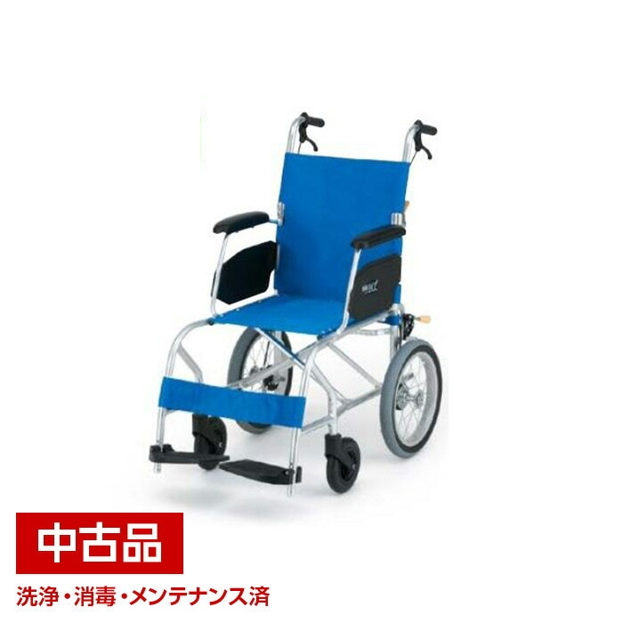 中古　美品　青い折りたたみ　介助用車椅子 中古 美品 青い折りたたみ 介助用車椅子