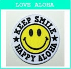 ニコちゃんHAPPY　ALOHA 白　（丸型）　大|丸型シリーズ|アイロンアップリケ