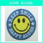 ニコちゃんHAPPY　ALOHA デニム　（丸型）　大|丸型シリーズ|アイロンアップリケ