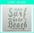 カッティングステッカー　Surf go to Beach　　シルバーラメ(大)|SURF系|カッティングステッカー