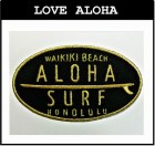 ALOHA SURF HONOLULU　黒ゴールド　　(楕円型）|丸型シリーズ|アイロンアップリケ