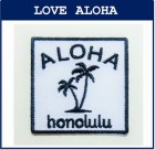 ALOHA ヤシ honolulu ネイビー 　(四角型）|四角型シリーズ|アイロンアップリケ