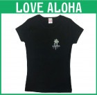 ヤシグラデーションaloha(フライス)黒 フラダンスTシャツ