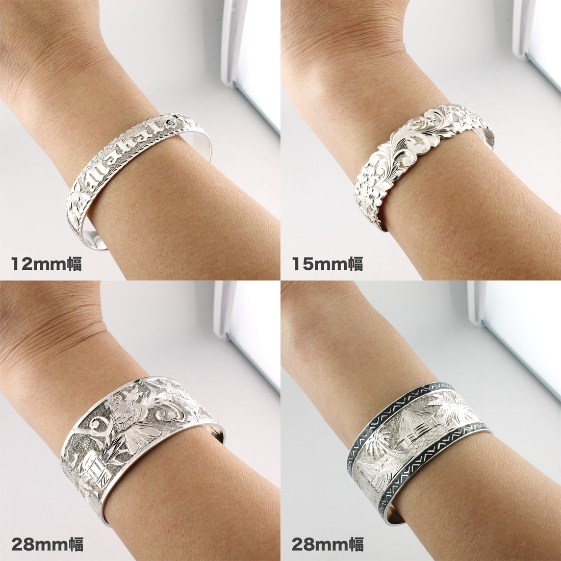 ゴールド 20mm幅 バングル「厚み1.2mm・バレル柄（表面が丸い