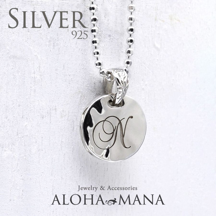 Renewal》イニシャル ラウンド ネックレス シルバー ハワイアン