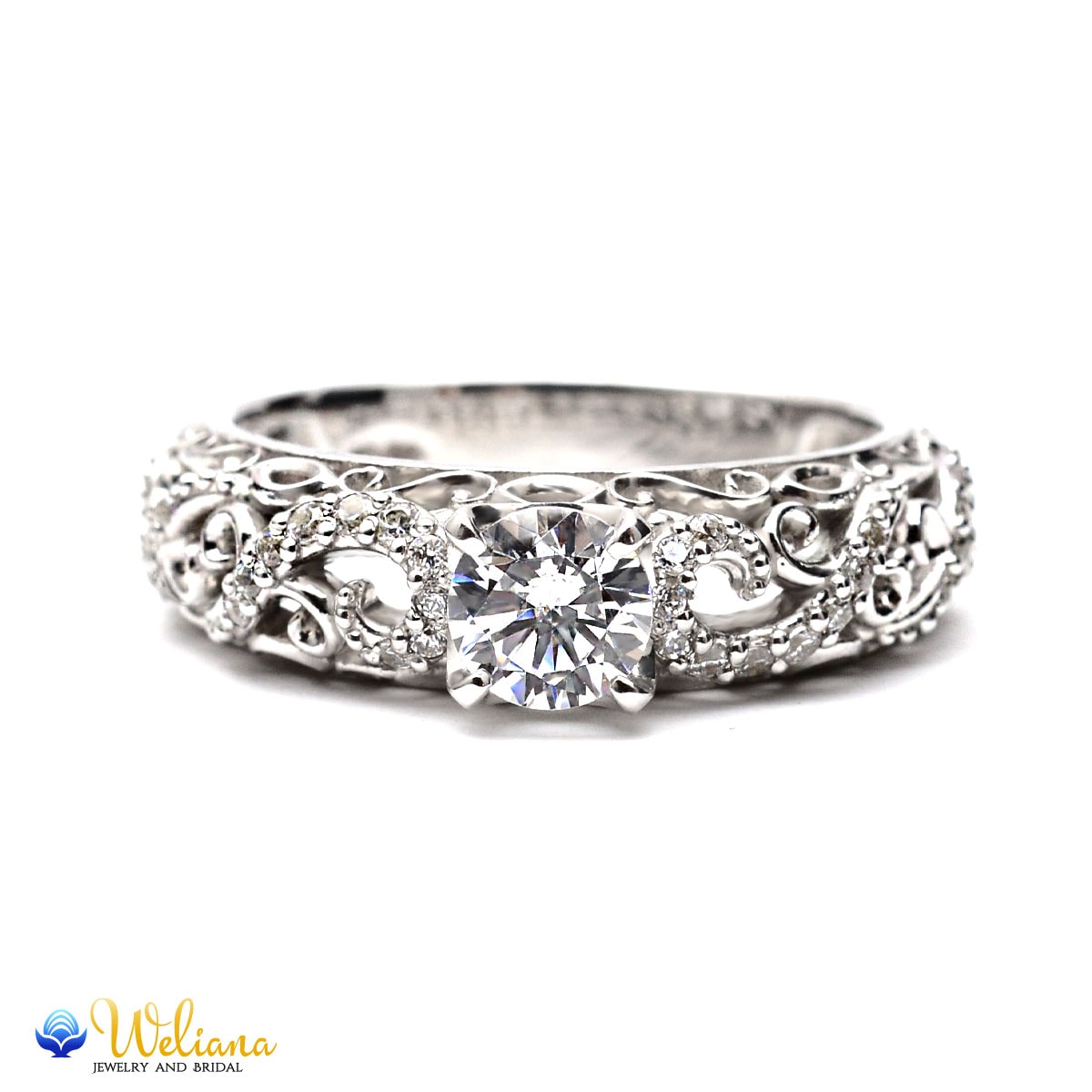 ダイヤモンド 0.45ct スクロール ハワイアンジュエリー リング K14 14 
