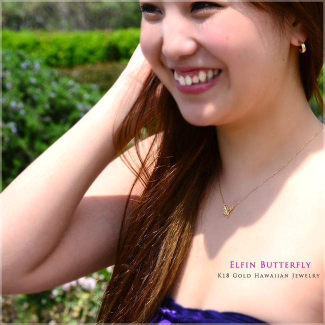 K18�ͥå��쥹 ����ե��� �Х��ե饤 ��������� 0.06ct �ϥ磻���󥸥奨�꡼ ���������꡼ ��ǥ����� 18�� �������  ��������������� ĳ�� �ͥå��쥹 ane1173