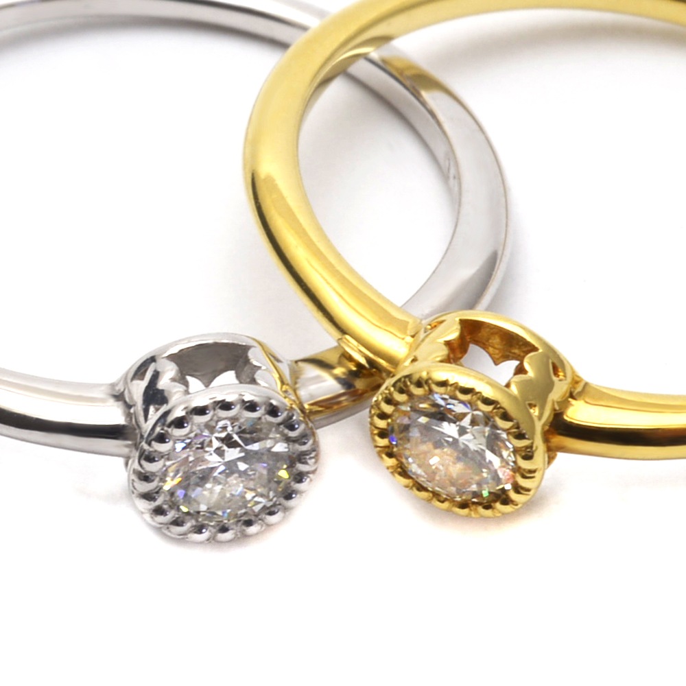 ŷ С  0.15ct    (RERALUy) ˥С꡼ ɥ ꡼ ǥ K18 18  ۥ磻ȥ rri1725