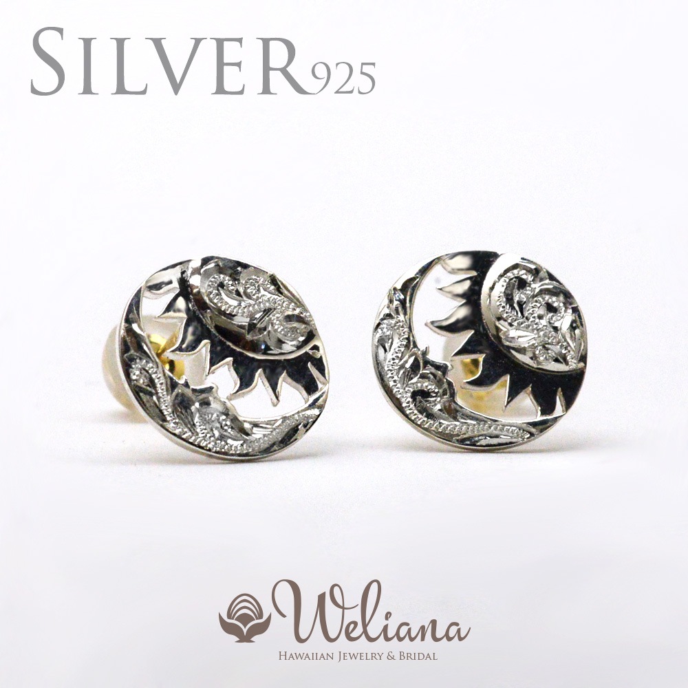 シルバー製ピアス(太陽・波・魚デザイン) シルバーピアス 魚 さかな[品番：YUKA0007265]｜YUKATANゆかたん