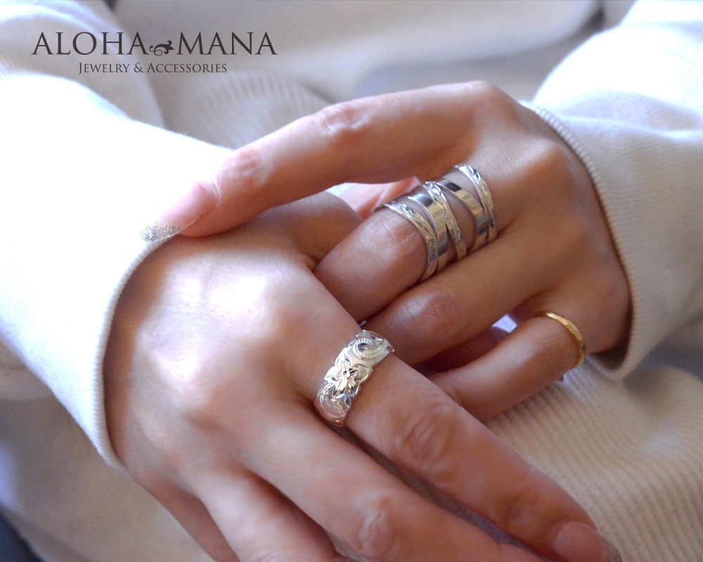 ��Mele Kali.. 5%OFF�ۡڥڥ��ڡ����ۥڥ���� 8mm�� ��� ���� �ϥ磻���󥸥奨�꡼ ����С� 925 ���åȥ����� �Х�� 2�ĥ��å� cvari7108svpair