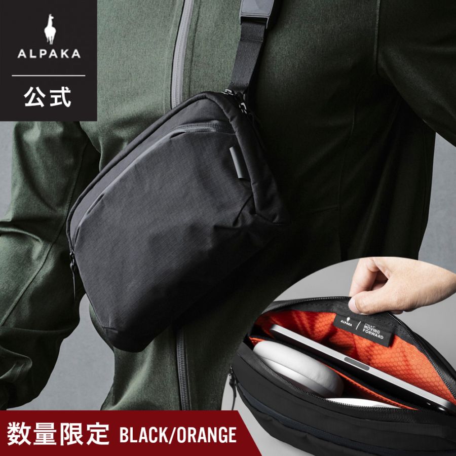 アルパカ フライトスリング ブラック 数量限定 FLIGHT SLING BLACK/ORANGE スリング ボディバッグ