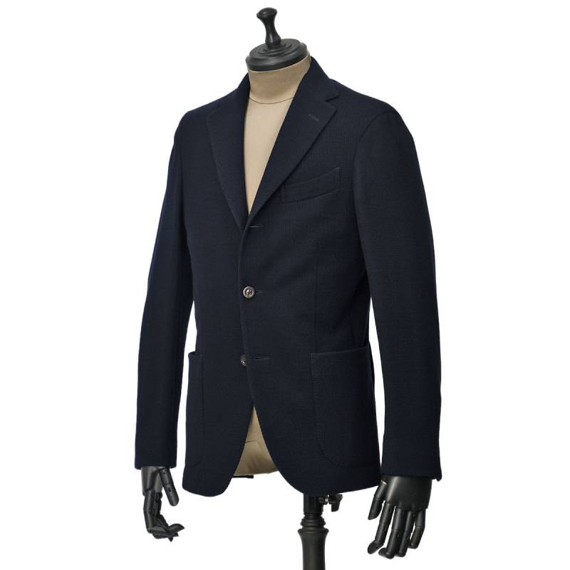 <美品>BOGLIOLI ネイビー コットン ウール ニットジャケット M相当 美品>BOGLIOLI ネイビー コットン ウール ニットジャケット M