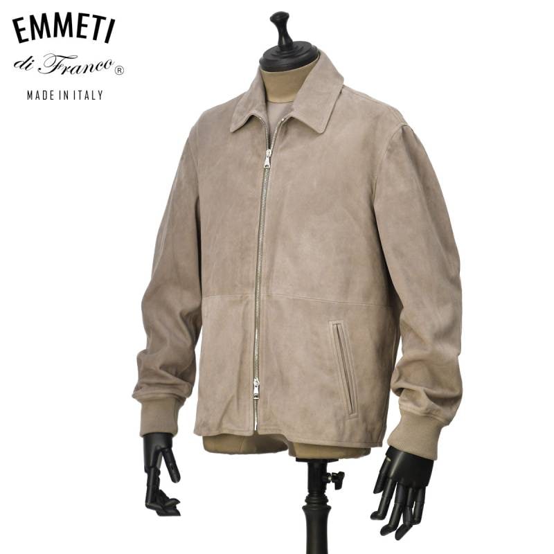 EMMETI【エンメティ】襟付きレザージャケット JETI CAMOSCIO SILVER