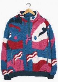 【POINT3倍】【BY PARRA / バイパラ】BY PARRA FLAG MOUNTAIN RACER PATTERN SHERPA FLEESE PULLOVER|by PARRA【TIRED