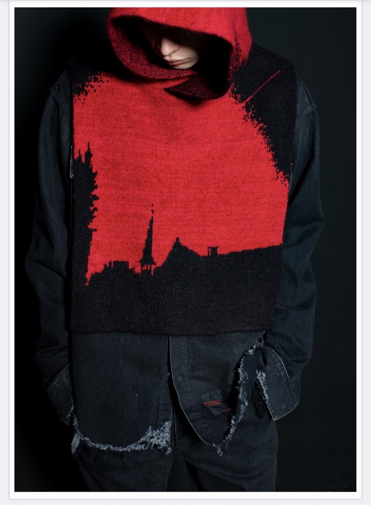 ALMOSTBLACKオールモストブラック】 HOODED KNIT VEST 20AW-KT03 