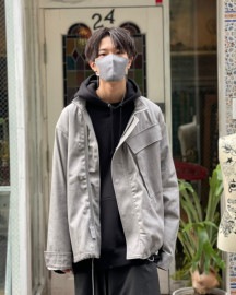 【POINT2倍】【ALMOSTBLACKオールモストブラック】WVN DENIM MLTRY BLOUSON GRAY (22AW-BL01)|ALMOSTBLACK