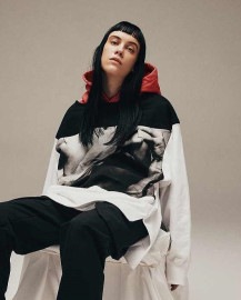 【ALMOSTBLACKオールモストブラック】LAYERED BIG PULLOVER PARKER / WHITE [23SS-CS01]|ALMOSTBLACK