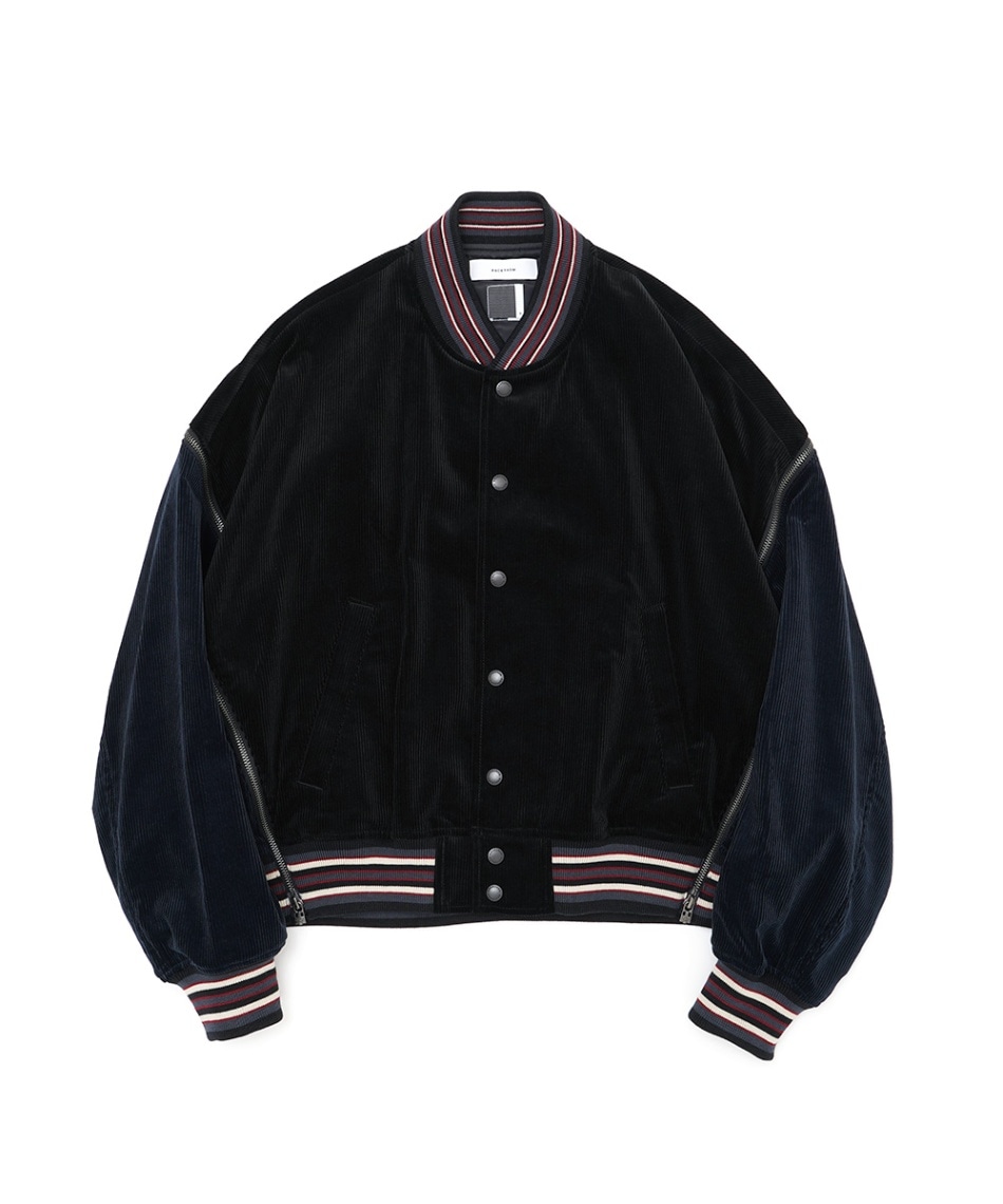 FACETASM ブラック ジャケット FACETASM ファセッタズム】CORDUROY ZIPPER JACKET/BLACK×NAVY