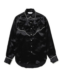 【25SS】【Sasquatchfabrix / サスクワッチファブリックス】WESTERN SHIRT “FLOWERS”(BLACK)