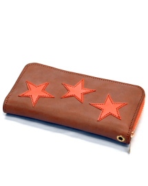 【TMTティーエムティー】LARGE ROUND ZIP WALLET(STAR)／ オレンジ（TACF22SP03）