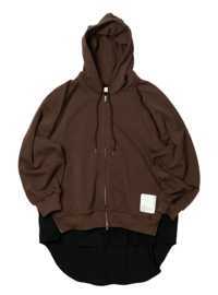 【SALE】【WIZZARD (ウィザード)】LAYERED ZIP HOODIE（ブラウン）