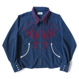 【A PUZZLING HOME  】 EMBROIDERY WESTERN JACKET NAVY