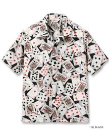【タイムSALE】【STAR OF HOLLYWOOD/スターオブハリウッド】 TYPEWRITER COTTON OPEN SHIRT “PLAYING CARDS”（BLACK）