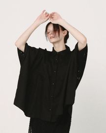【受注】【10％ POINT還元!!】【bedsidedrama ベッドサイドドラマ】Dancing Lace poncho shirt (BSD26SS-10) (2色）
