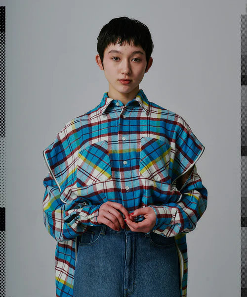 POINT2倍】【FACETASM ファセッタズム】CHECK ZIPPER SHIRT（2色