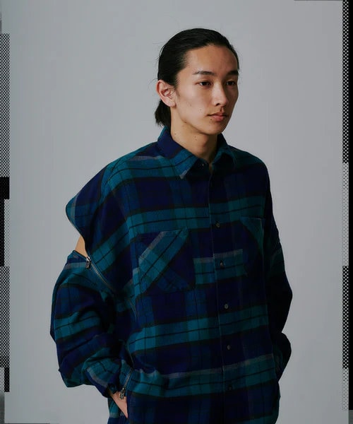 POINT2倍】【FACETASM ファセッタズム】CHECK ZIPPER SHIRT（2色